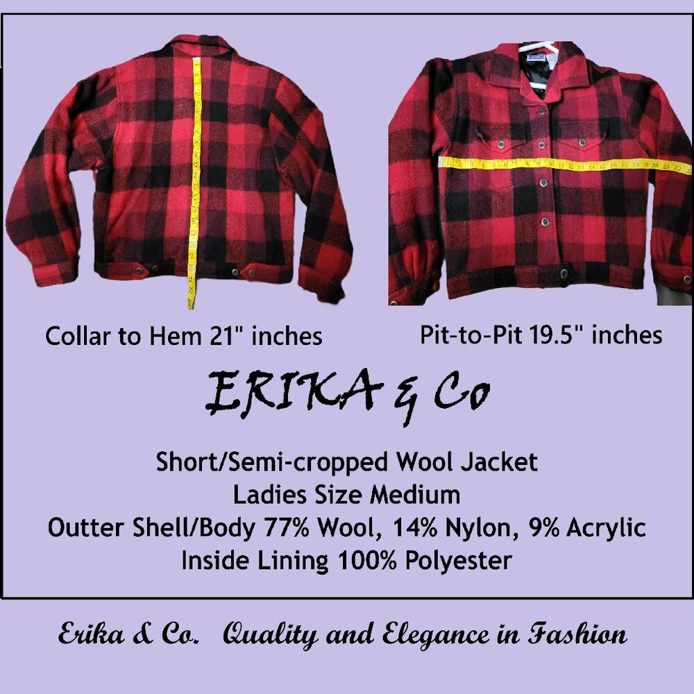 Vintage ERIKA & Co. Buffalo Jacket, Excellent Condition, Ladies Size Medium